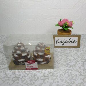 PINECONE Ceramic Salt & Pepper Shakers NIB